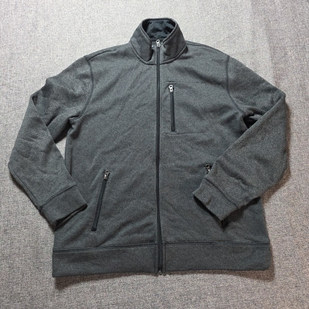 Sonoma Sweater Fleece Jacket Dark Gray Mens Sz XL Full Zip Pockets Mock Neck